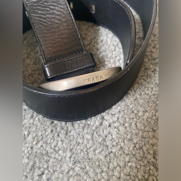 Prada Geometric Buckle Calfskin Leather Belt - Picture 5 of 7